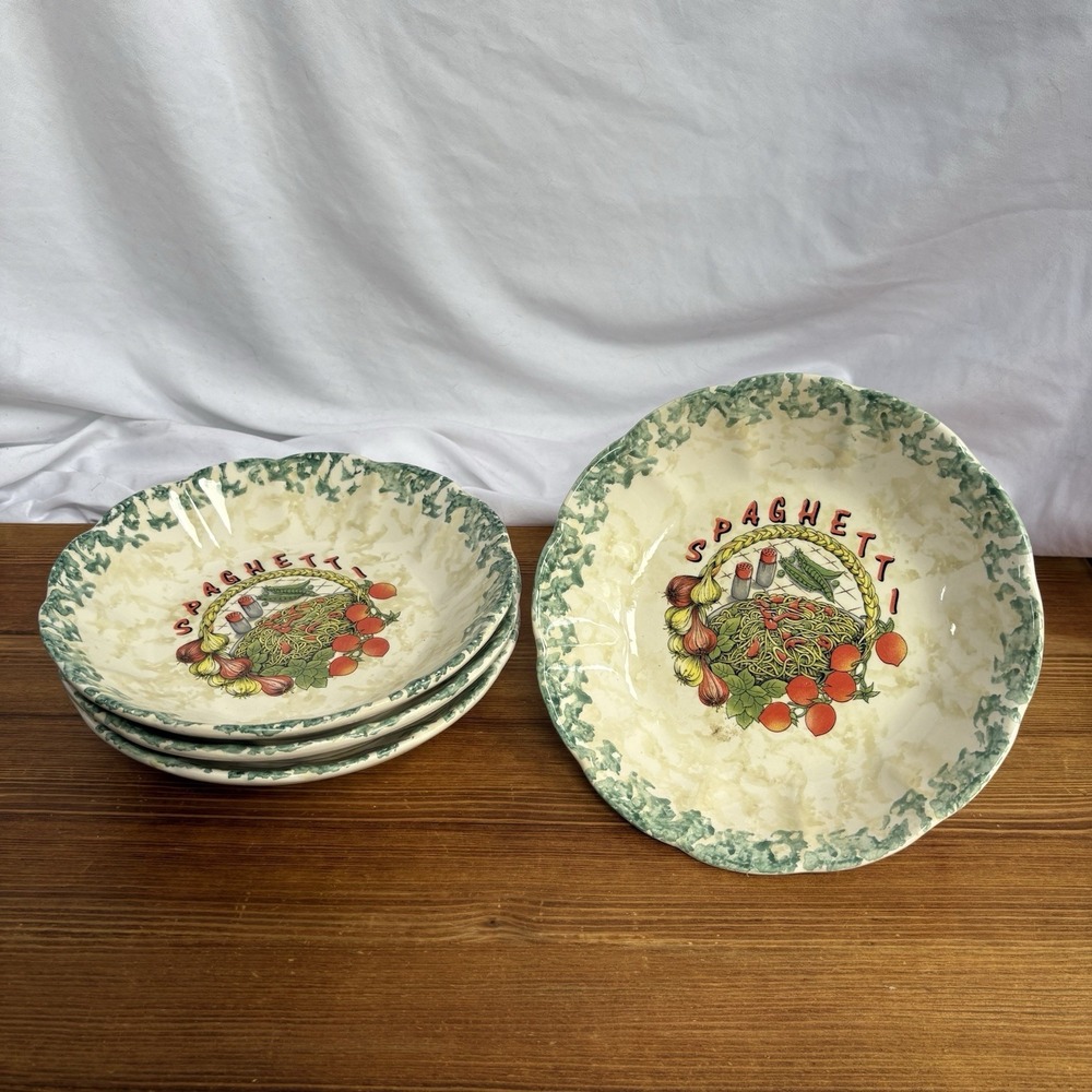 Vintage Himark Italy Spaghetti Pasta Bowls Set of 4 Tomato Garlic 8.5"